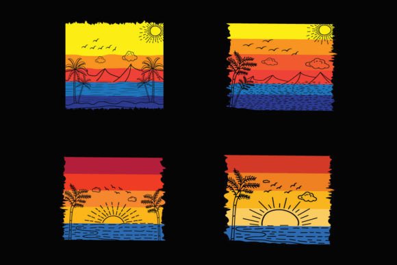Colorful Retro Sunset Summer Beach Shirt Graphics