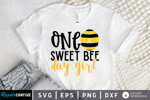 FREE One Sweet Bee Day Girl Svg Design for Crafts & Graphics