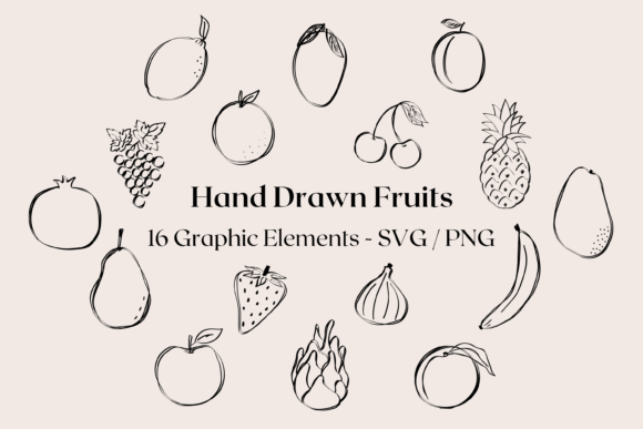 Hand Drawn Fruits: Graphics for Crafts and Small Business Branding