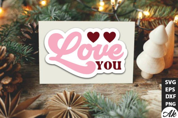 Love You Retro Stickers Design: Graphics for Crafts