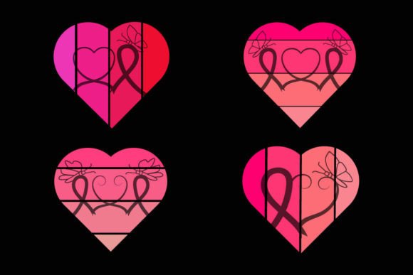 Pink Heart Breast Cancer Ribbon Clipart